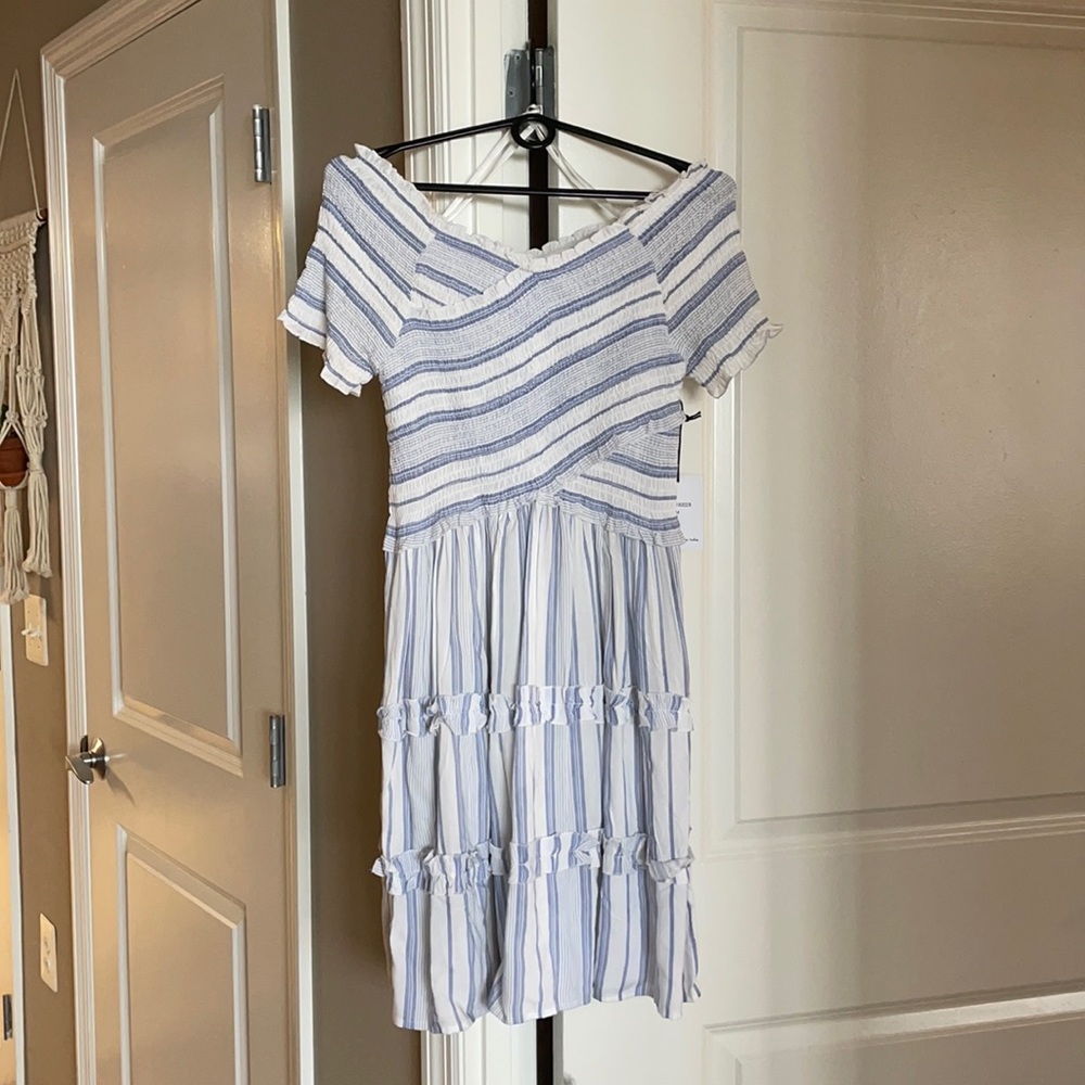 Blue and white dress